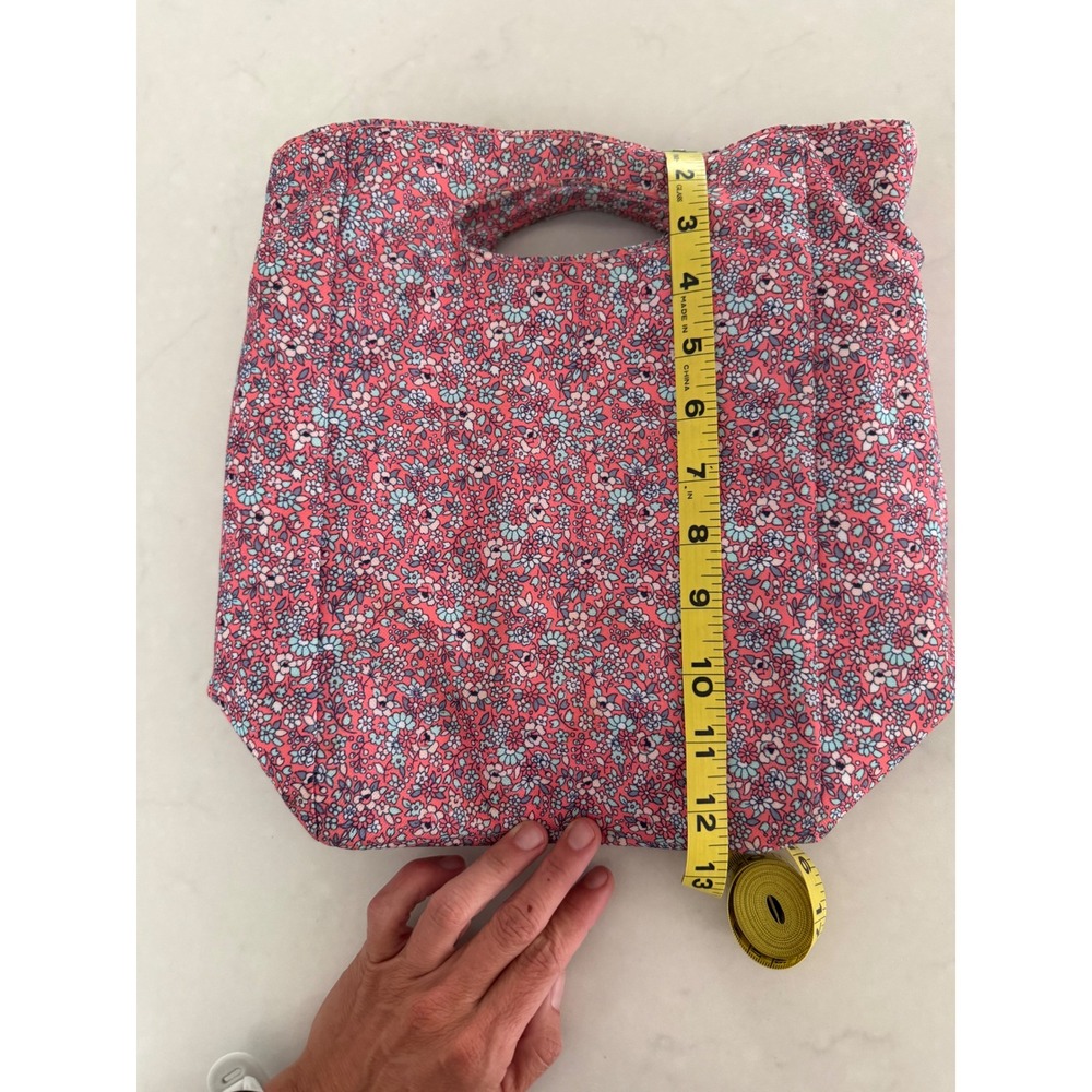 Pink Floral Insulated Lunch Tote Bag Zippered Thermal Cooler Bag - Picture 3 of 12